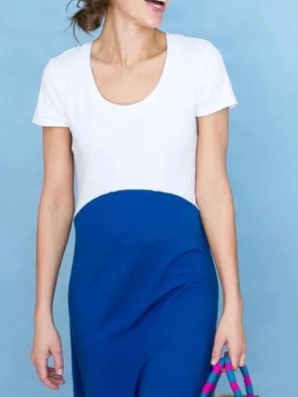 Sonnet James | XS, 0-2 | Stella Dress Maternity Pregnancy | White & Blue